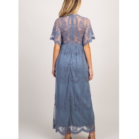 𝅺PinkBlush Lace overlay maxi dress NWT - Picture 3 of 10